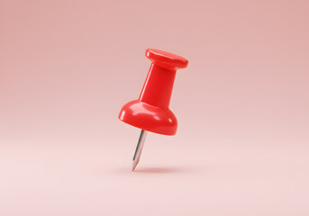 Red pushpin on pastel background