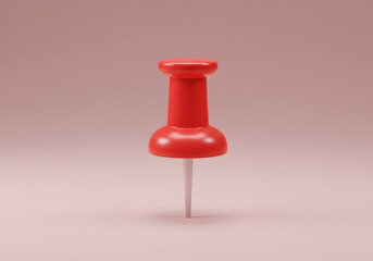 Red pushpin on pastel background