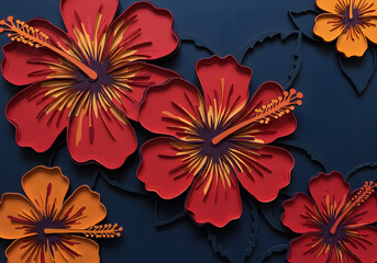 Red orange hibiscus flower arrangement