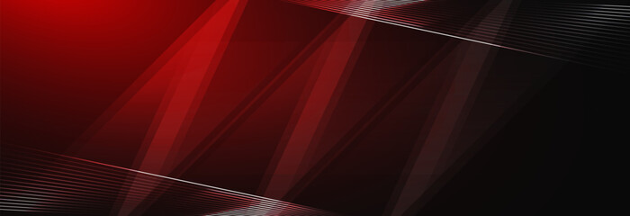 Abstract elegant red gradient background with shiny lines and geometric shape