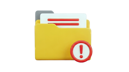 3D Folder Icon with Exclamation Mark
