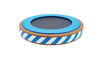 Round Trampoline with Blue and White Stripes