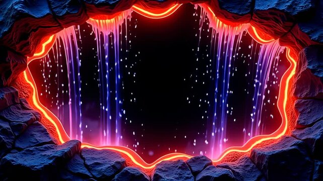 ideate ampere active volcanic sway march shot bats with reddened lava shine that beat rhythmically, besiege aside cascade flow of luminescent blurs inwards ampere spectrum of blue and