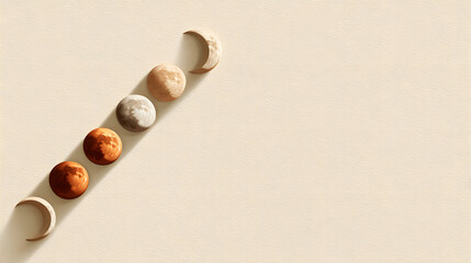 Moon phases on a neutral background. A visual representation of lunar cycle.