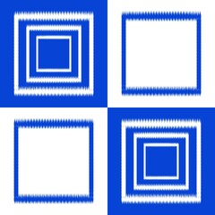 Ikat, fabric pattern, woven white and blue lines in circular and square shapes, Fabric Patterns Consist of Delicate Lines, Covers, Folk Patterns, Wallpaper, Carpet Design, Prints, Wraps.