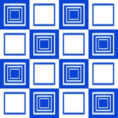 Ikat, fabric pattern, woven white and blue lines in circular and square shapes, Fabric Patterns Consist of Delicate Lines, Covers, Folk Patterns, Wallpaper, Carpet Design, Prints, Wraps.