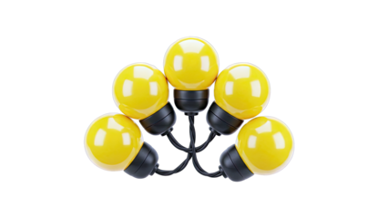 Cluster of five yellow globe light bulbs