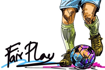 Football players in action, art and sport, with brushstrokes and poses.