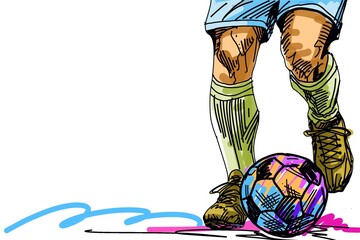 Football players in action, art and sport, with brushstrokes and poses.