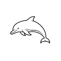 Fototapeta premium Bottlenose dolphin outline icon vector illustration marine line art