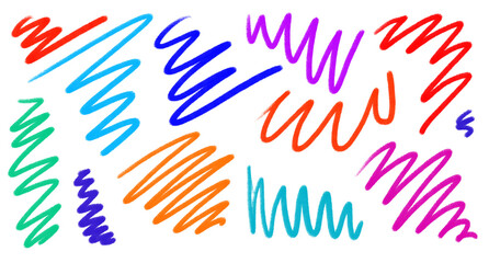 Multicolor Crayon Scribble Lines Collection for Creative Graphic Design