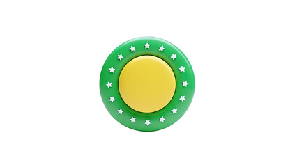 Green and Yellow Circular Badge with White Stars