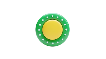 Green and Yellow Circular Badge with White Stars