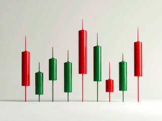 Photorealistic Candlestick Chart with Red and Green Price Candles