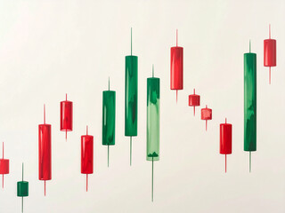 Photorealistic Candlestick Chart with Red and Green Price Candles