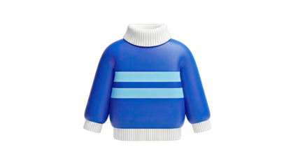 3D Render of a Blue Striped Turtleneck Sweater