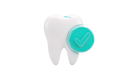3D Render of a Tooth with a Checkmark Symbol
