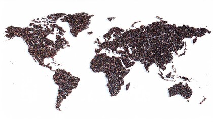 Global Connectivity: A detailed illustration of the world map constructed from countless seeds. Representing the interconnectedness and diversity.