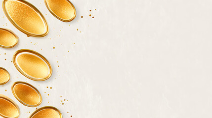 gold coins scattered on a textured background, suggesting wealth, abundance, and prosperity. The image creates a sense of luxury and financial success