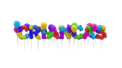 Balloons spelling "CRIANCAS"