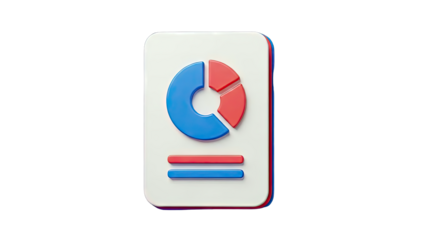 3D Pie Chart Icon with Report Document