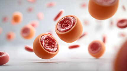 Microscopic image of several blood cells