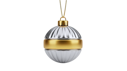 Elegant Gold and Silver Striped Christmas Ornament