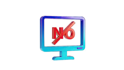 Computer Monitor with Red "NO" Symbol