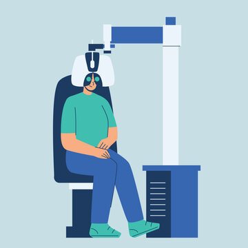 patient eye checkup process illustration
