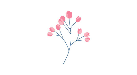 Naklejka premium Delicate and minimalist illustration of a plant stem with small pink flower buds, a simple and elegant botanical design element.