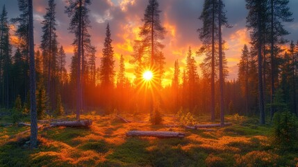 Golden sunset in a pine forest (1)