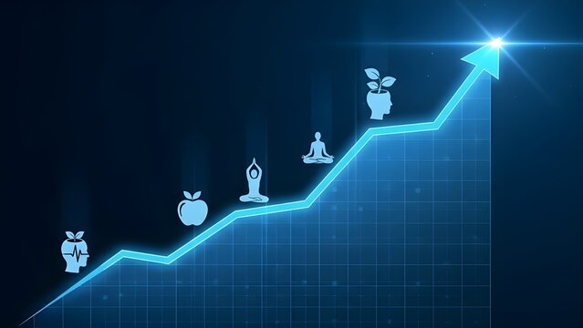 Holographic image of business growth and success