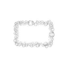 Obraz premium Decorative rectangular border created from an assortment of glistening water bubbles, offering a light, airy, and transparent frame for various graphic design projects and digital art elements