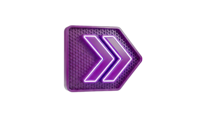 Purple Double Chevron Arrow Icon with Neon Glow