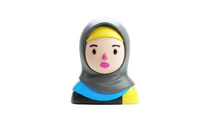 3D Cartoon Avatar of a Woman Wearing a Hijab