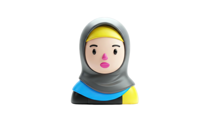 3D Cartoon Avatar of a Woman Wearing a Hijab