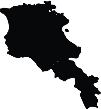 Black silhouette of the Armenian country, a simple and striking representation of its landmass