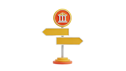 Directional Signpost with Bank Icon