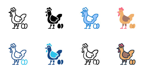 Poultry icons set multiple style collection. Editable stroke   © Gravisio
