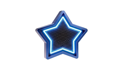 Blue Neon Star with Honeycomb Interior
