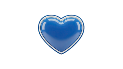 Glossy Blue Heart with White Outline