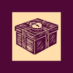A unique gift box secured with a heart-shaped lock