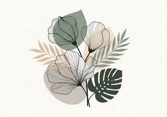 Subtle Floral Illustration with Botanical Accents on Textured Background