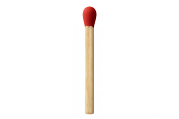 Matchstick with red tip on transparent background