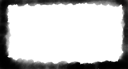 Minimalist black watercolor frame isolated on a neutral backdrop for text