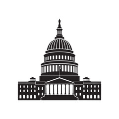 United States Capitol building silhouette vector graphic, minimalist illustration black colour vector design and white background (1).eps