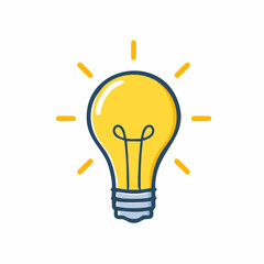 Light bulb doodle, hand drawn idea icon.