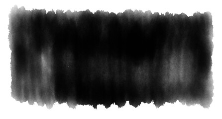 Abstract black ink brush stroke banner with organic bleeding edges