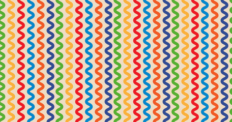 Vector seamless pattern with multicolored wavy lines. For printing, wallpaper, textiles, packaging, scrapbooking, web design