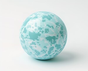 Light Blue Marble Globe with Water and Land Masses